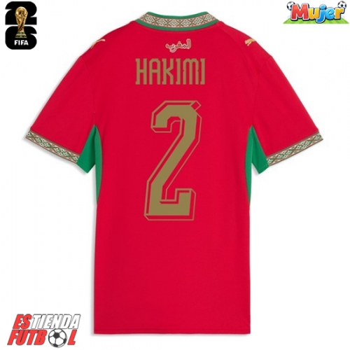Marruecos Achraf Hakimi #2 Primera Equipación Mujer Mundial 2026 Manga Corta